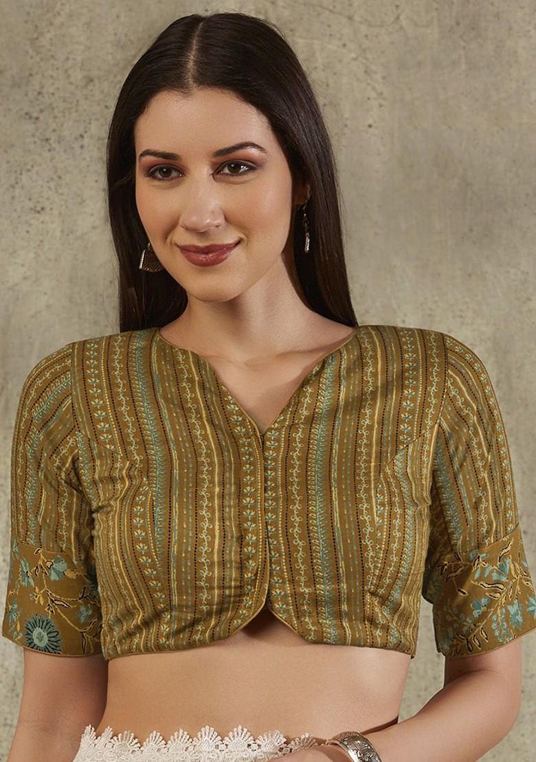 Block Printed Readymade Saree Blouse