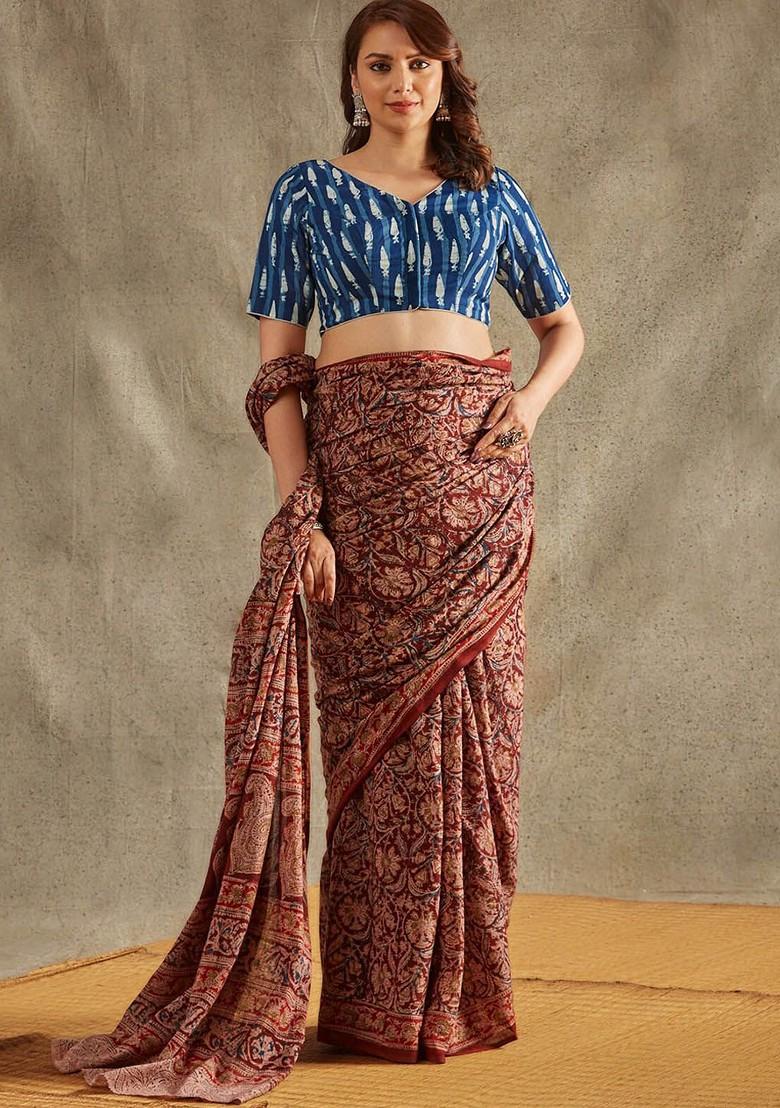 Block Printed Cotton Saree Blouse