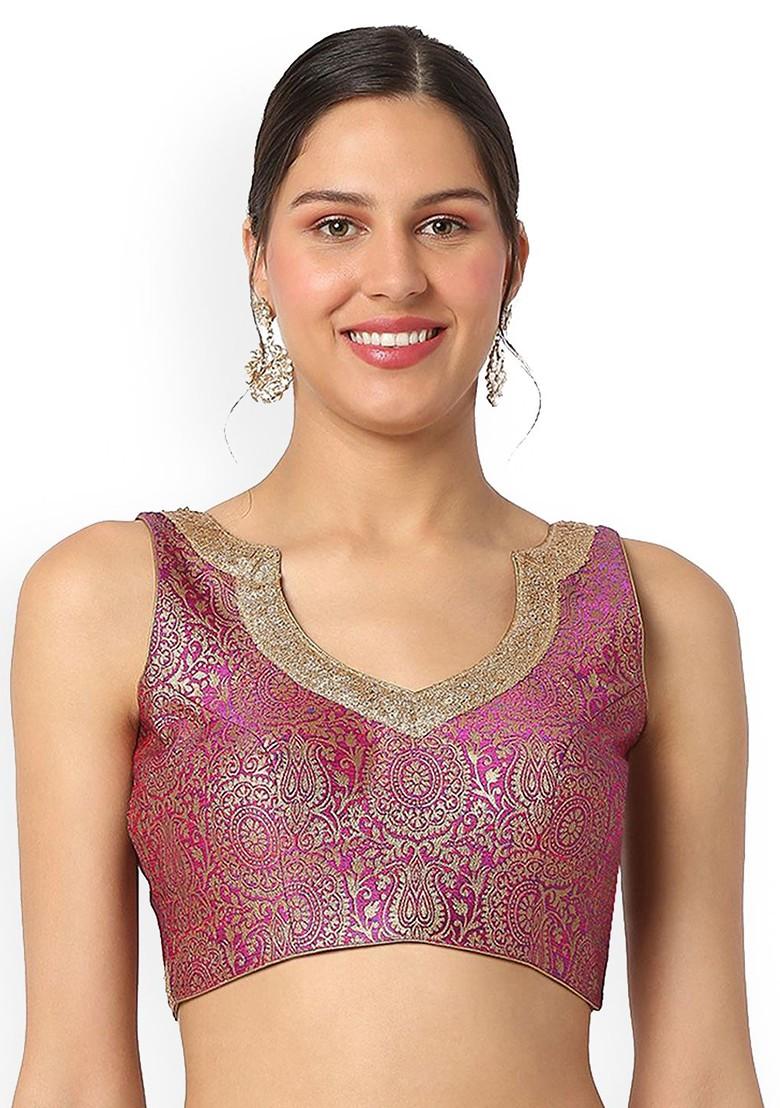 Woven Design Brocade Back Open Readymade Saree Blouse