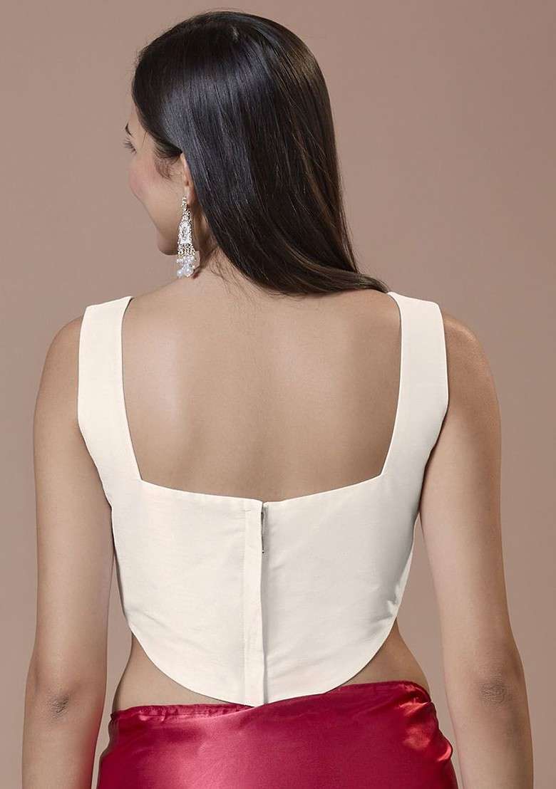 Corset Style Padded Sleeveless Saree Blouse - Indya