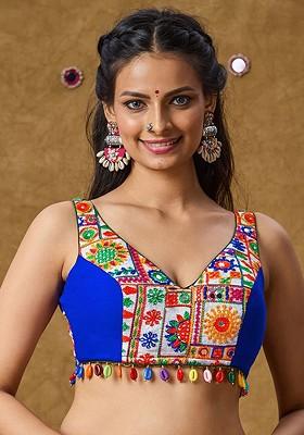 Embroidered Padded Cotton Saree Blouse