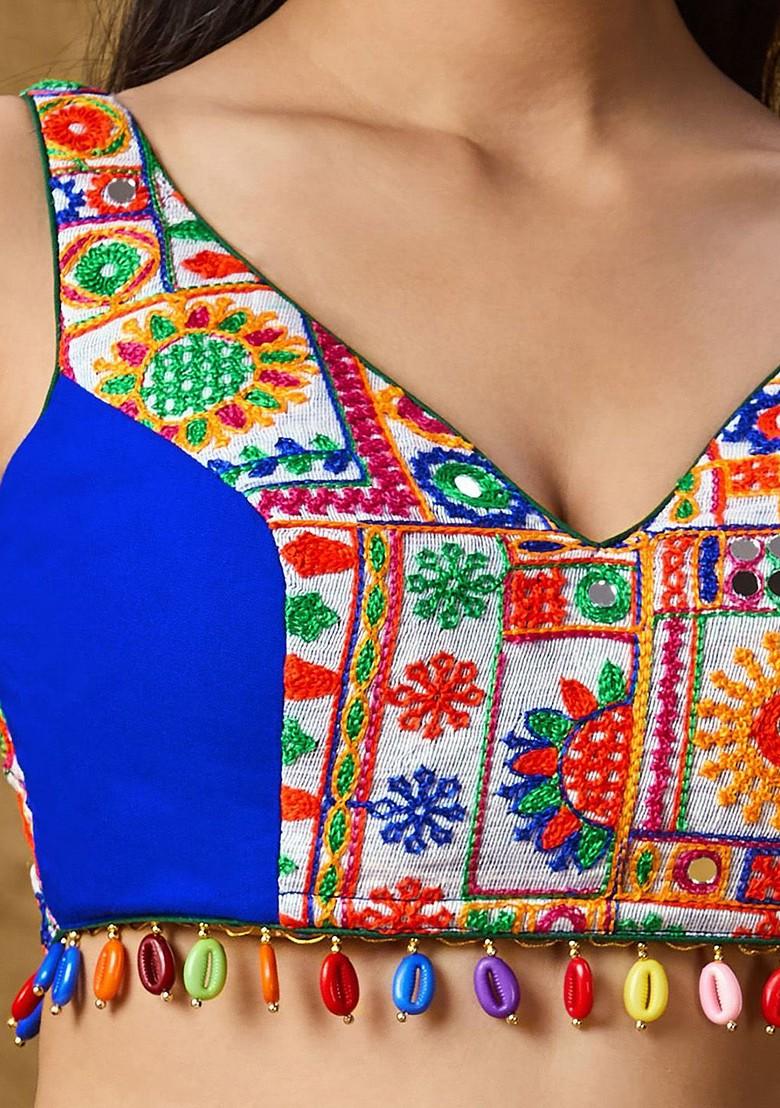 Embroidered Padded Cotton Saree Blouse