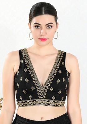 Embroidered Mulbury Silk Saree Blouse