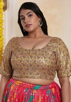 Women Plus Size Embellished Readymade Saree Blouse