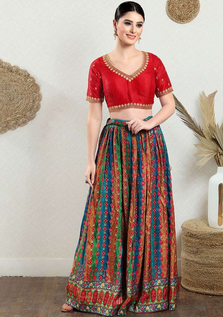 Embroidered Thread Work Silk Saree Blouse - Indya