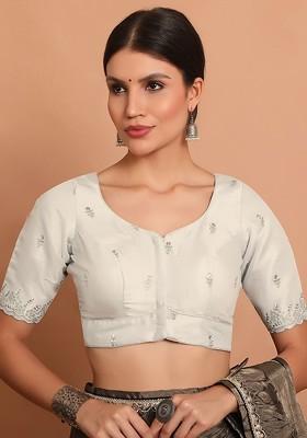 Embroidered Round Neck Saree Blouse