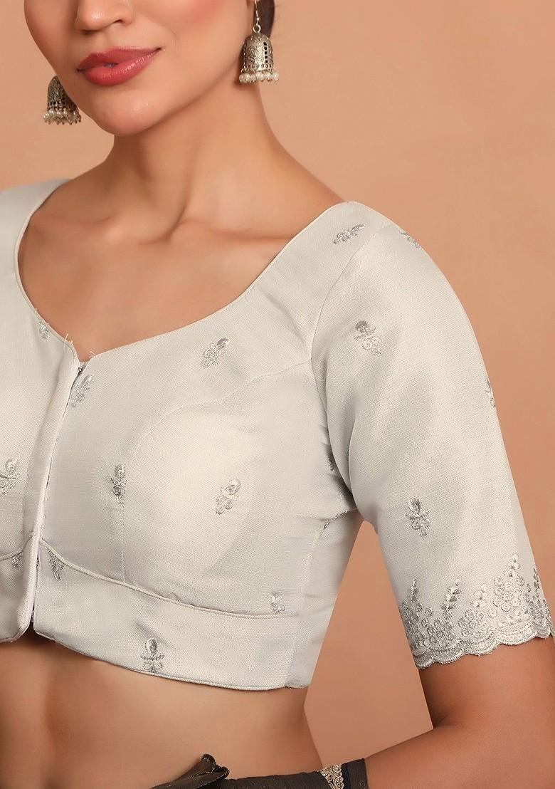 Embroidered Round Neck Saree Blouse