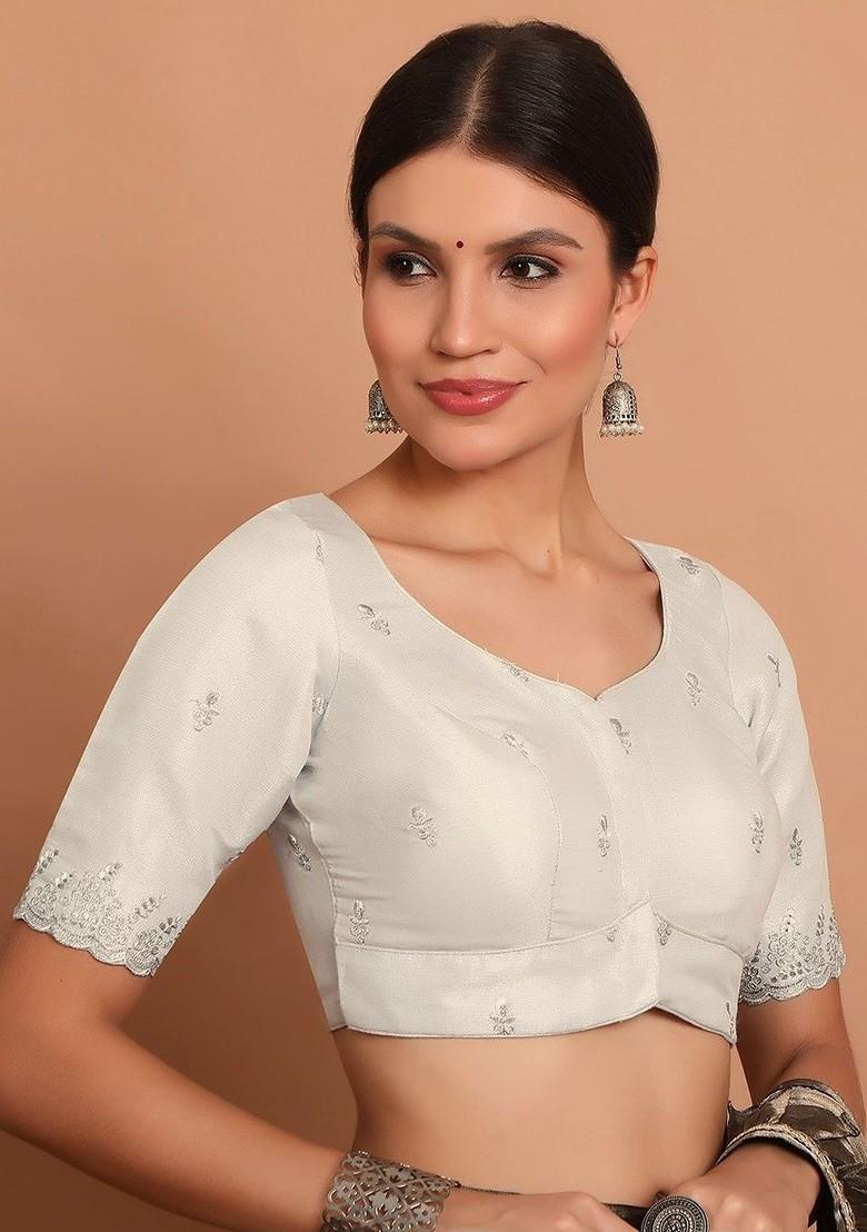 Embroidered Round Neck Saree Blouse