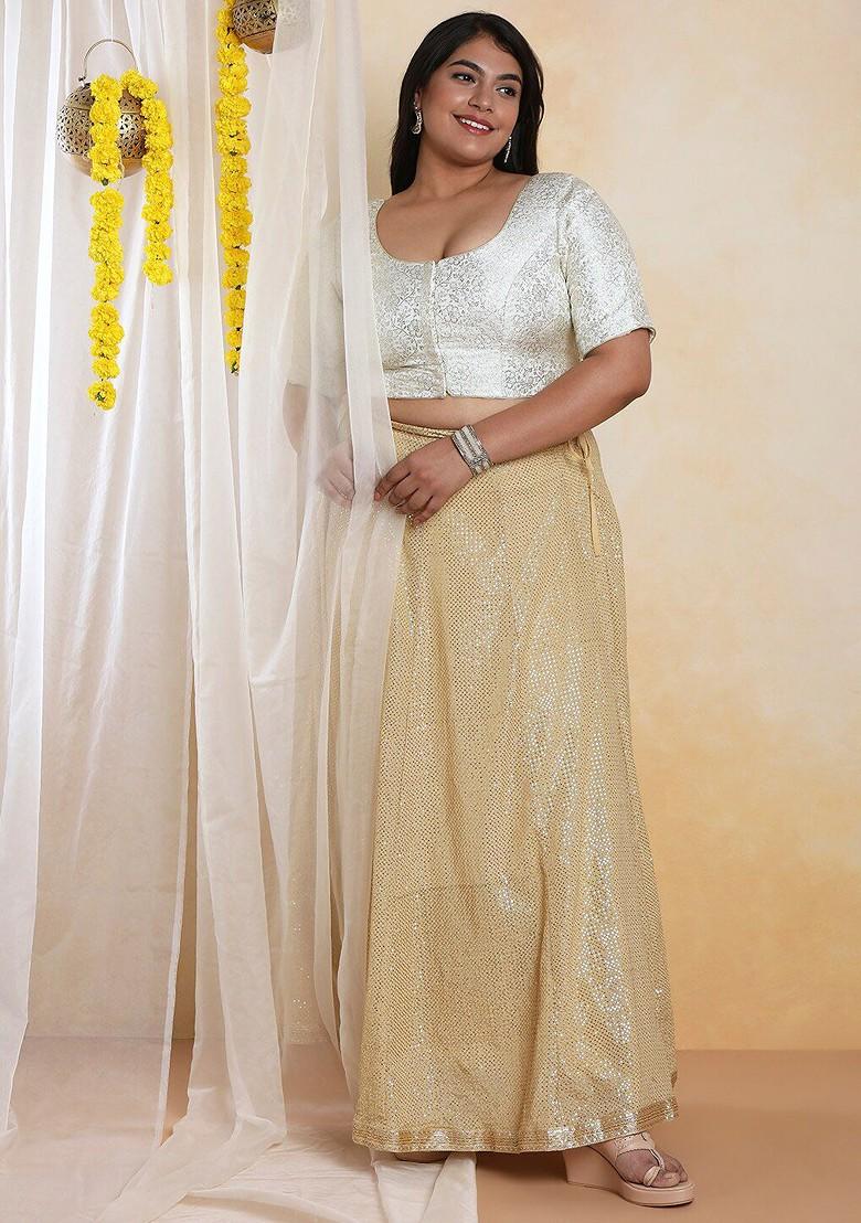 Women Plus Size Brocade Readymade Saree Blouse