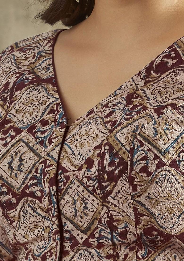 Pure Cotton Kalamkari Block Printed Readymade Saree Blouse