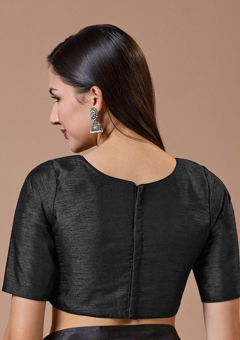 Silk Round Neck Readymade Padded Saree Blouse