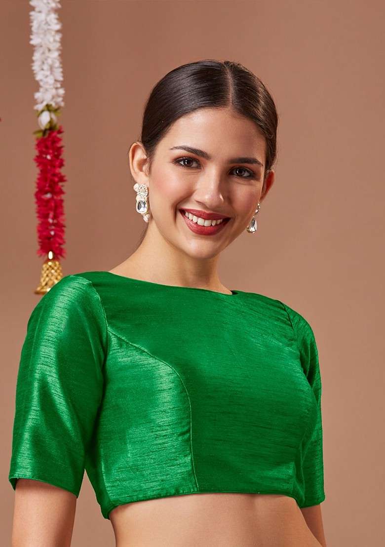 Women Boat Neck Readymade Padded Blouse - Indya