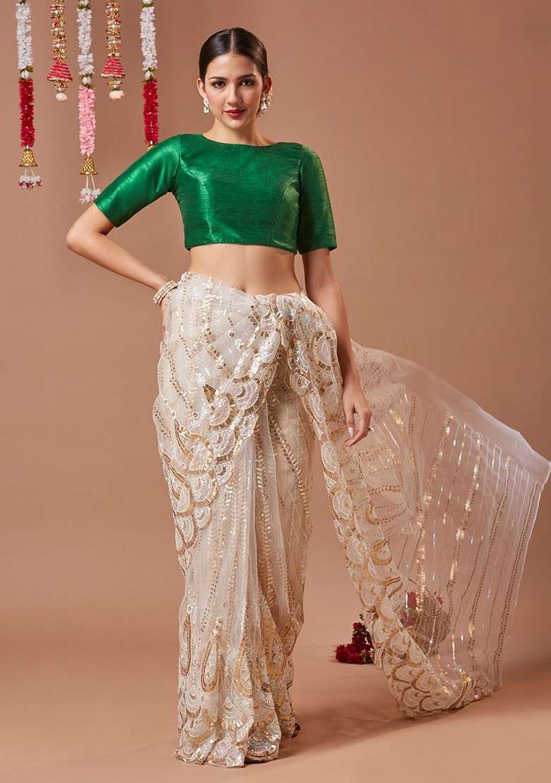 Women Boat Neck Readymade Padded Blouse - Indya