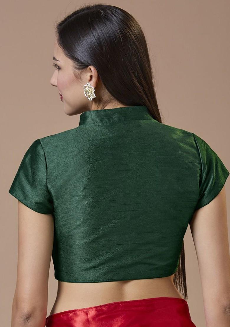 Women Mandarin Collar Readymade Padded Saree Blouse