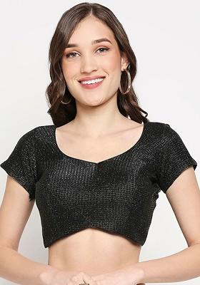Black Embellished Readymade Saree Blouse