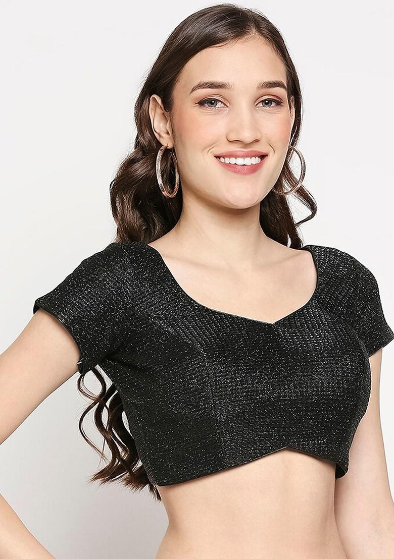 Black Embellished Readymade Saree Blouse