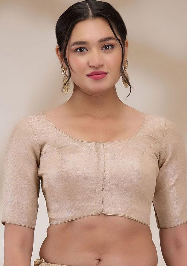 Women Woven Design Padded Saree Blouse