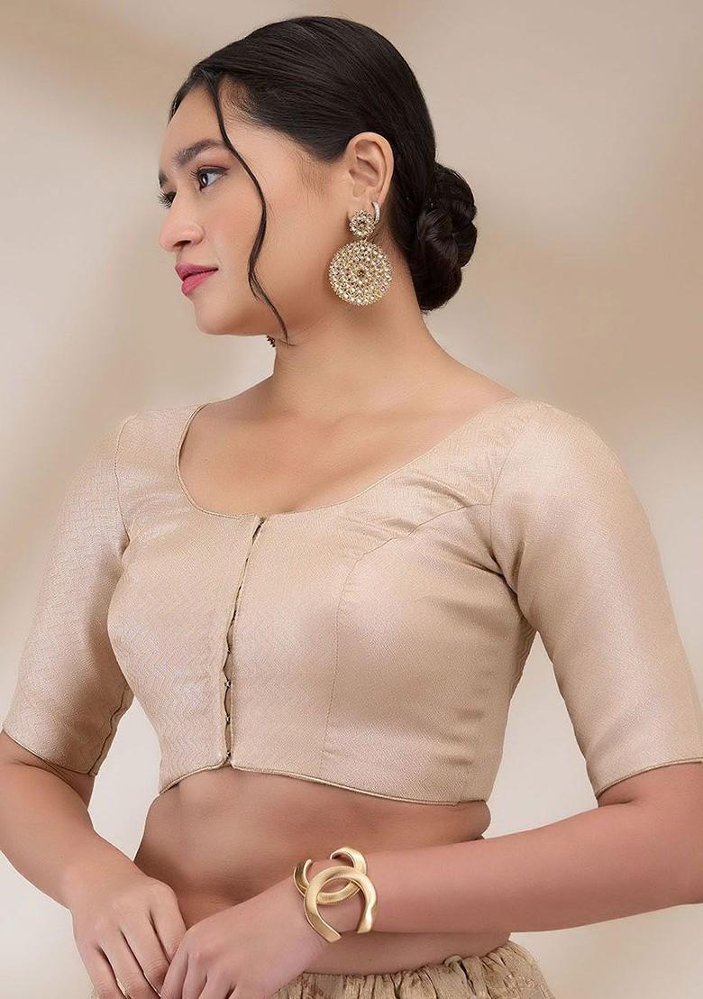 Women Woven Design Padded Saree Blouse