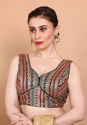 Embroidered Sweetheart Neck Saree Blouse