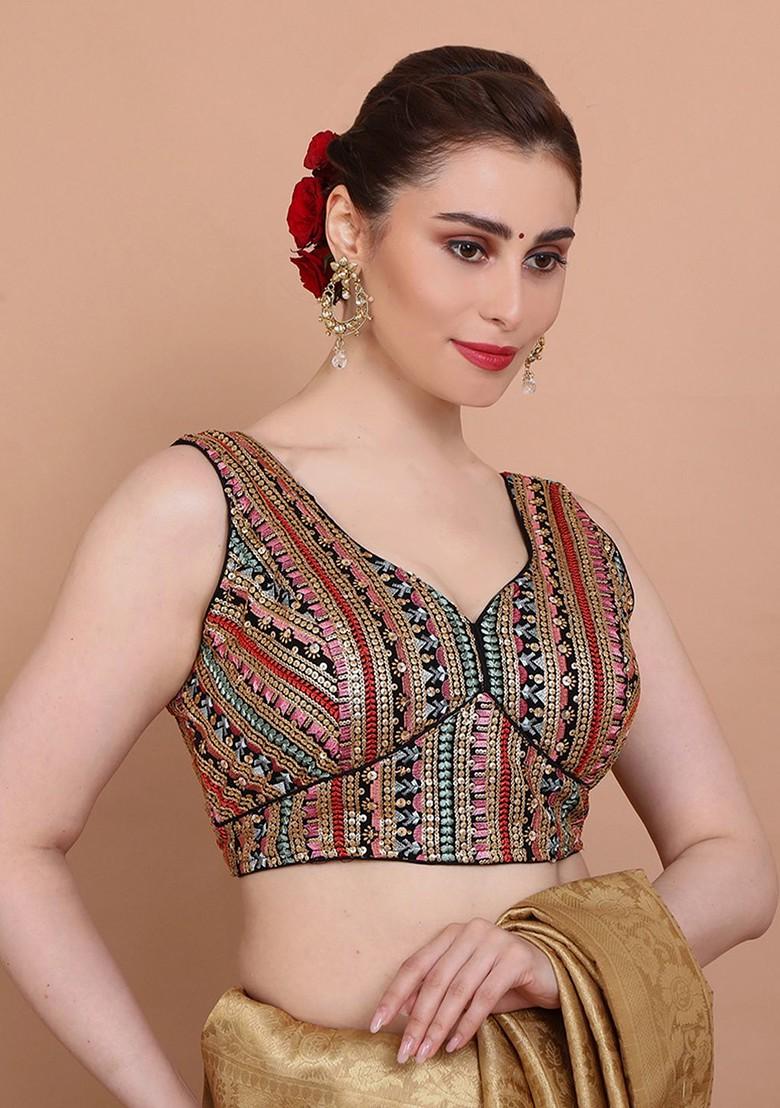 Embroidered Sweetheart Neck Saree Blouse