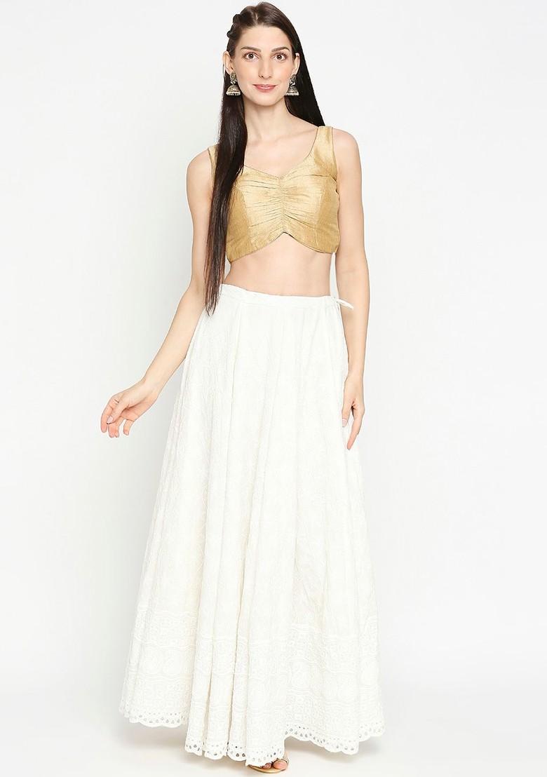 Women Gold Coloured Solid Mulbury Silk Readymade Saree Blouse