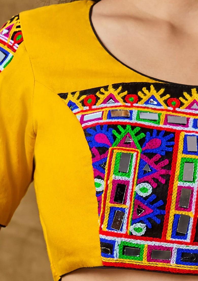 Women Embroidered Padded Cotton Saree Blouse