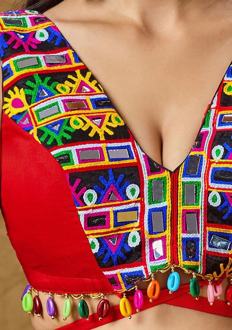 Embroidered Padded Sleeveless Saree Blouse