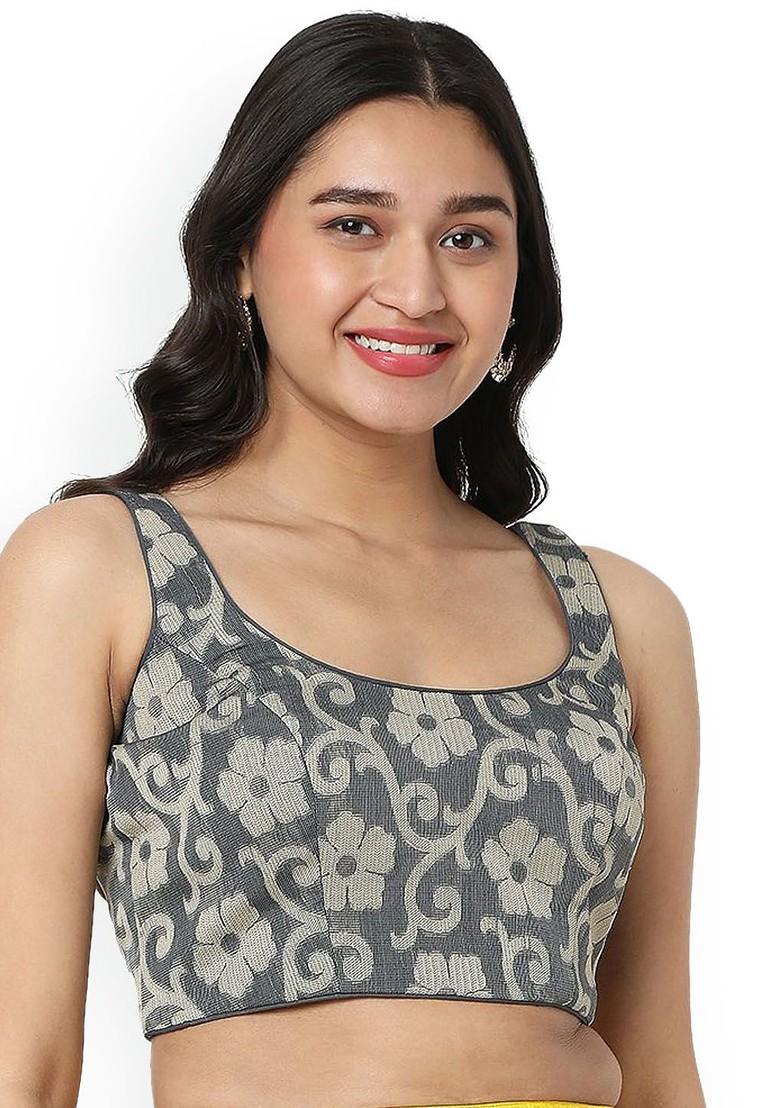 Woven Design Back Open Readymade Saree Blouse