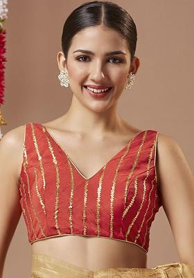 Georgette Padded V Neck Sleeveless Readymade Blouse