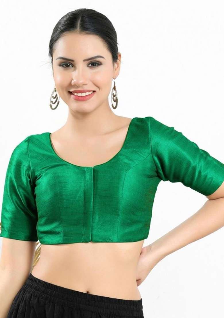Padded Round Neck Saree Blouse - Indya