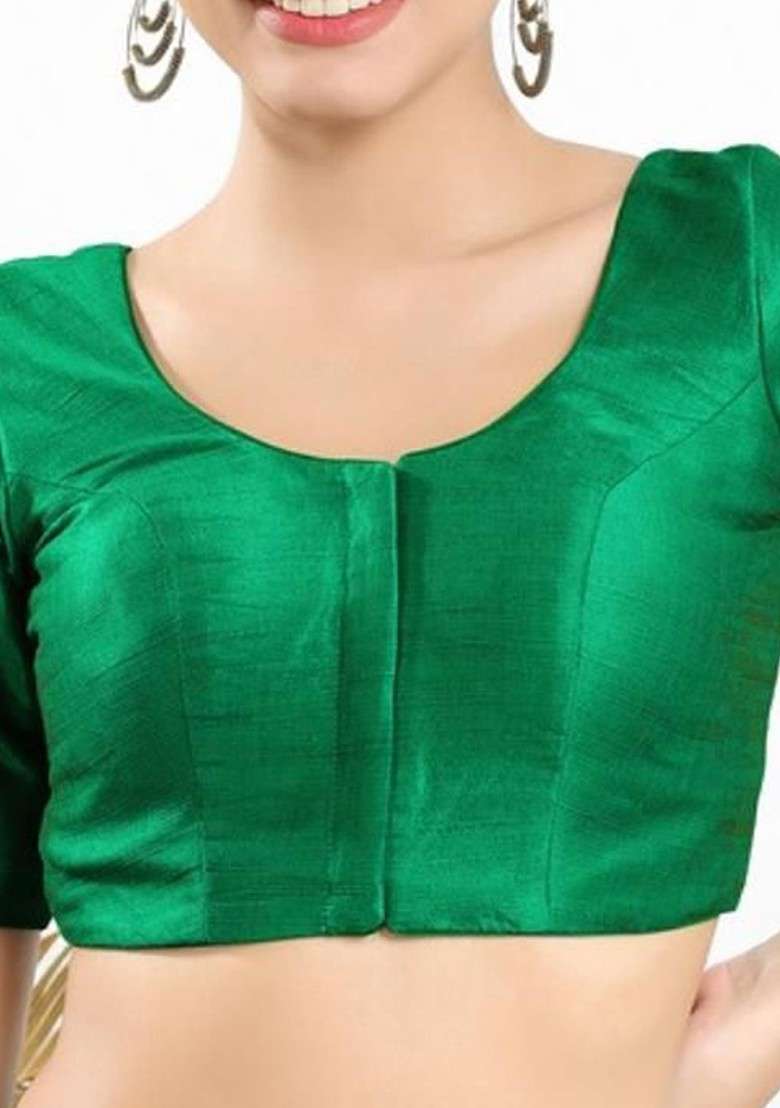 Padded Round Neck Saree Blouse - Indya