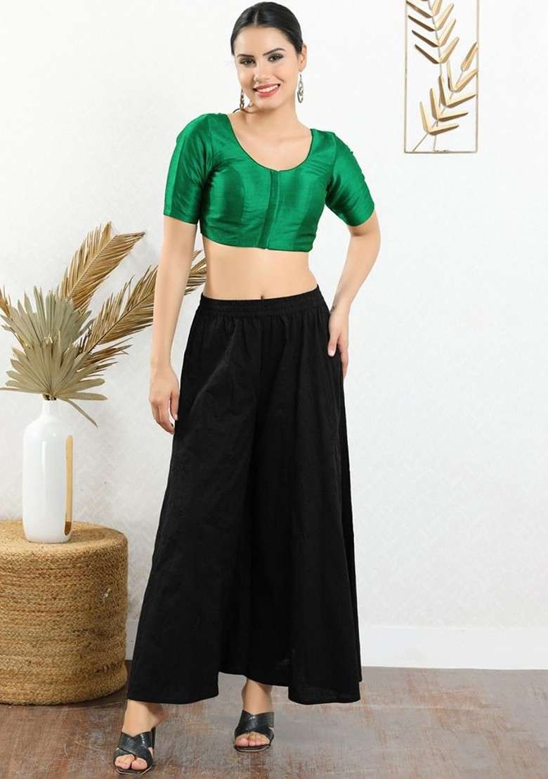 Padded Round Neck Saree Blouse - Indya