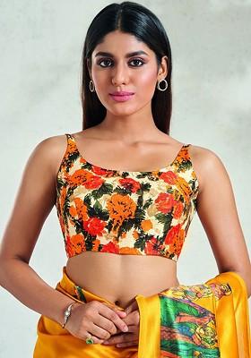 Printed Sleeveless Readymade Saree Blouse