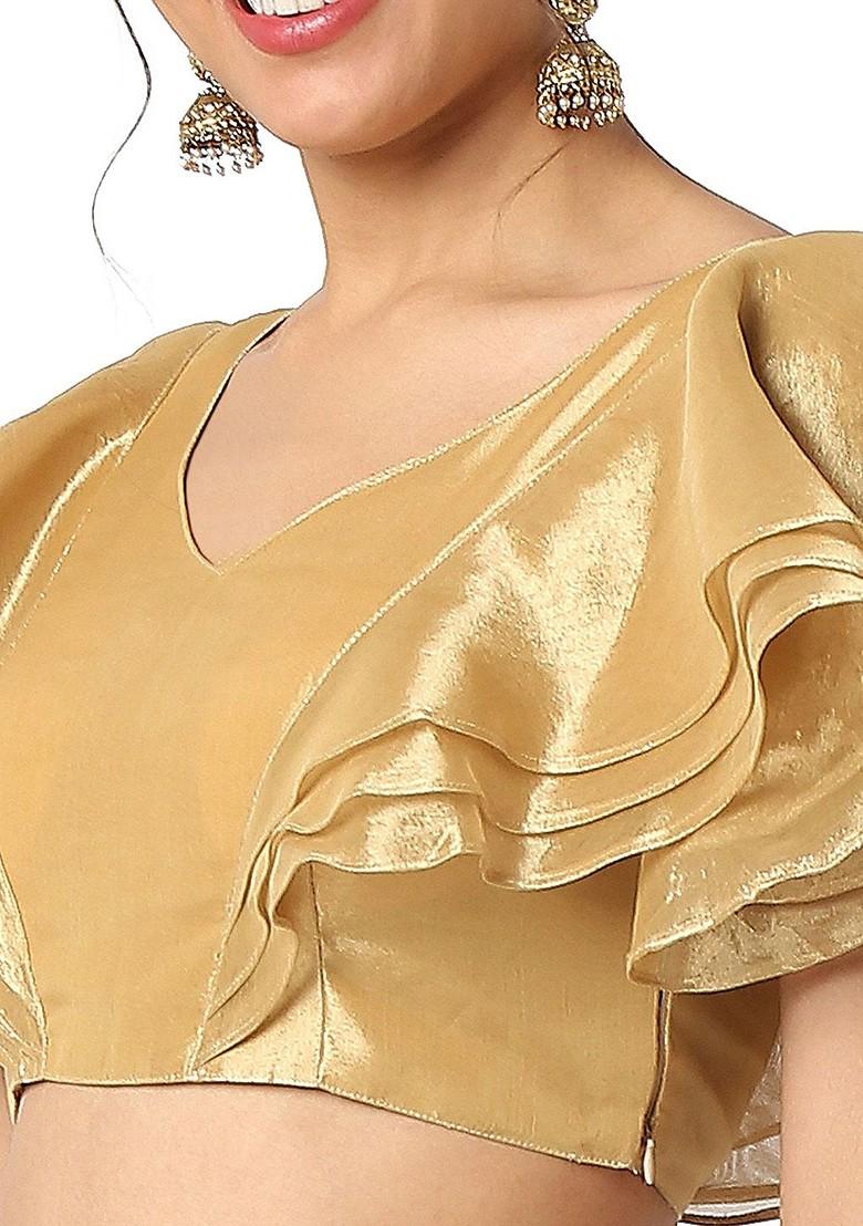 V Neck Padded Back Open Readymade Saree Blouse