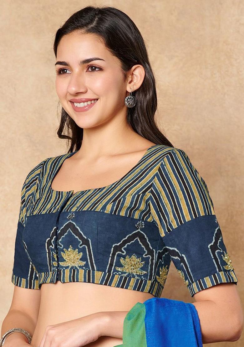 Ajrakh Hand Block Printed Pure Cotton Readymade Blouse