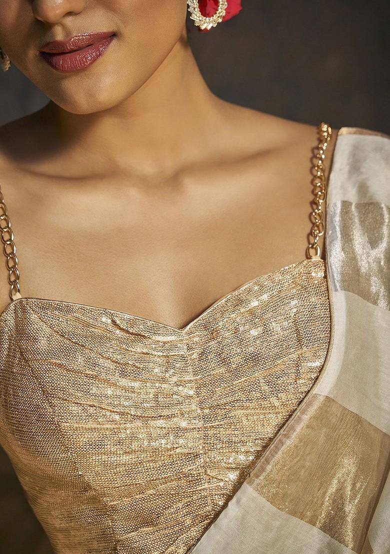 Women Embellished Glitterati Shimmer Sequin Strappy Padded Saree Blouse