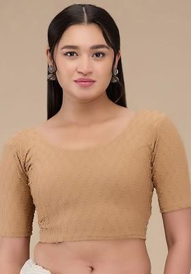 Self Design Readymade Non Padded Saree Blouse