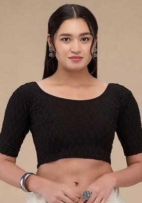 Self Design Readymade Non Padded Saree Blouse