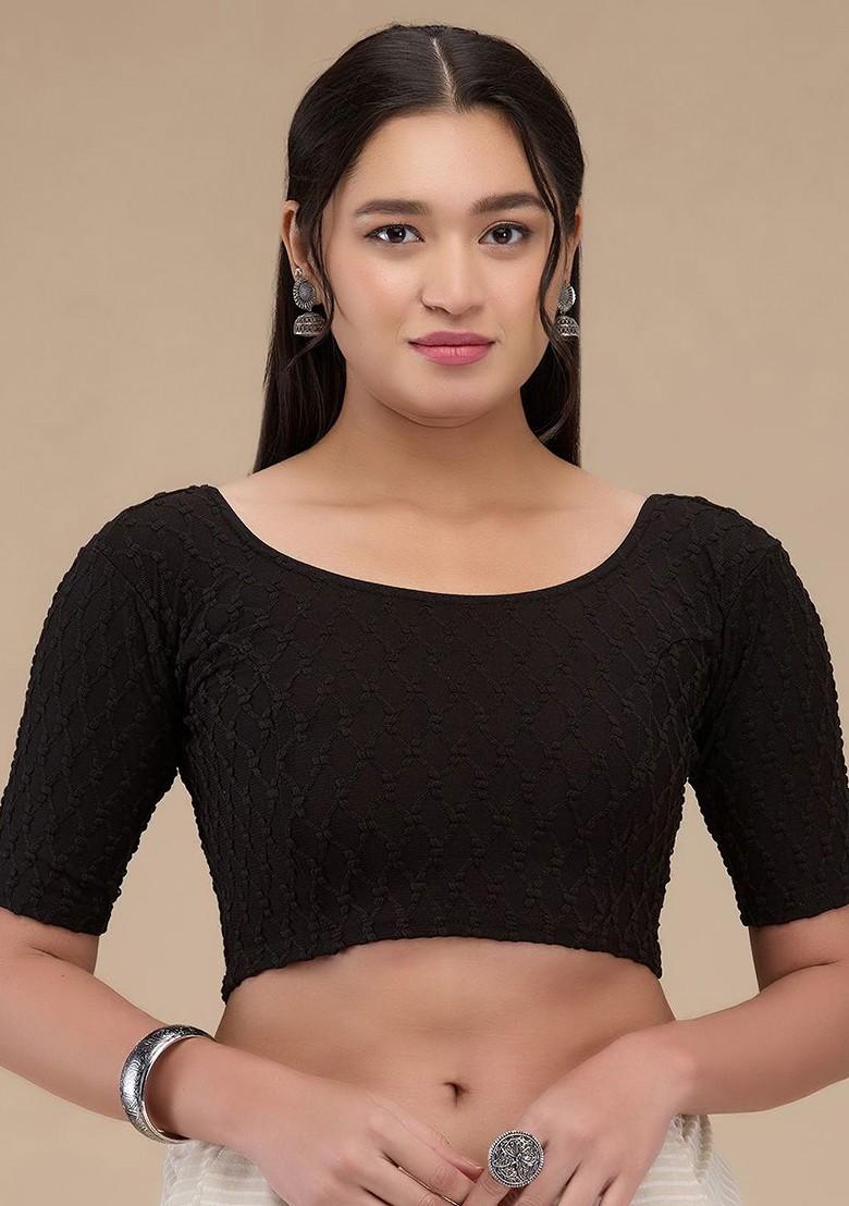 Self Design Readymade Non Padded Saree Blouse