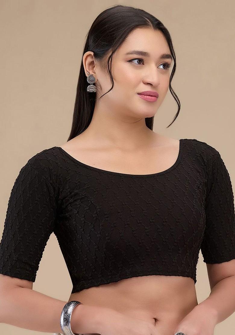 Self Design Readymade Non Padded Saree Blouse