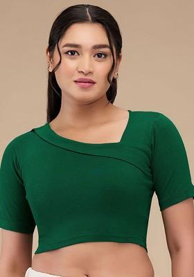 Asymmetric Neck Non Padded Readymade Saree Blouse