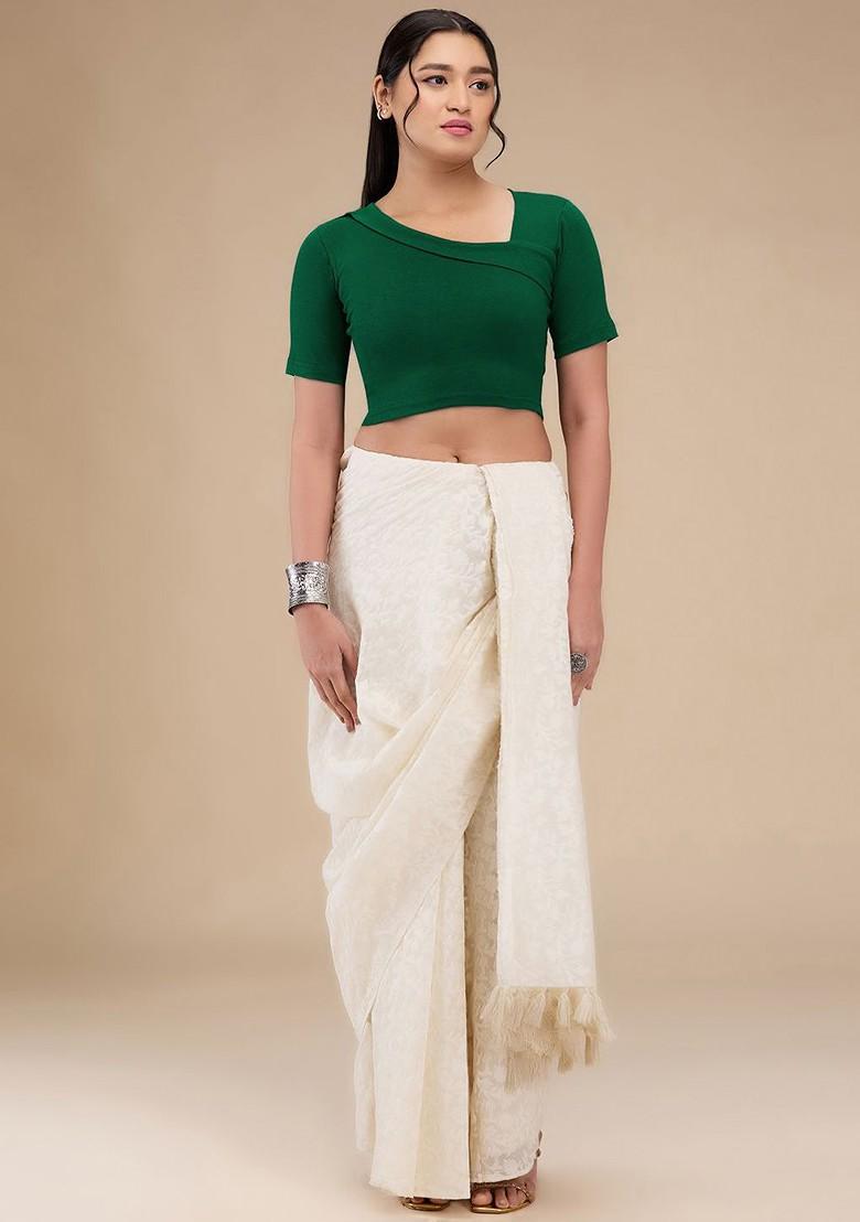 Asymmetric Neck Non Padded Readymade Saree Blouse