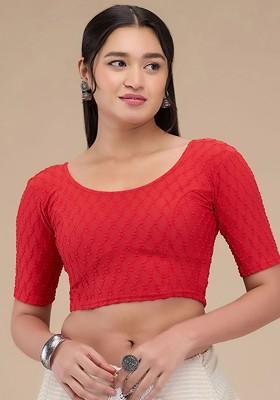 Self Design Readymade Non Padded Saree Blouse