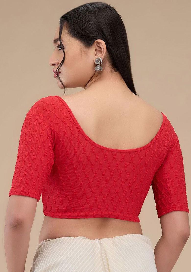 Self Design Readymade Non Padded Saree Blouse