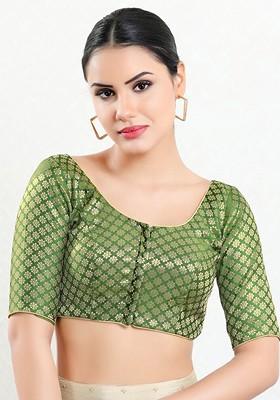 Floral Woven Design Brocade Saree Blouse