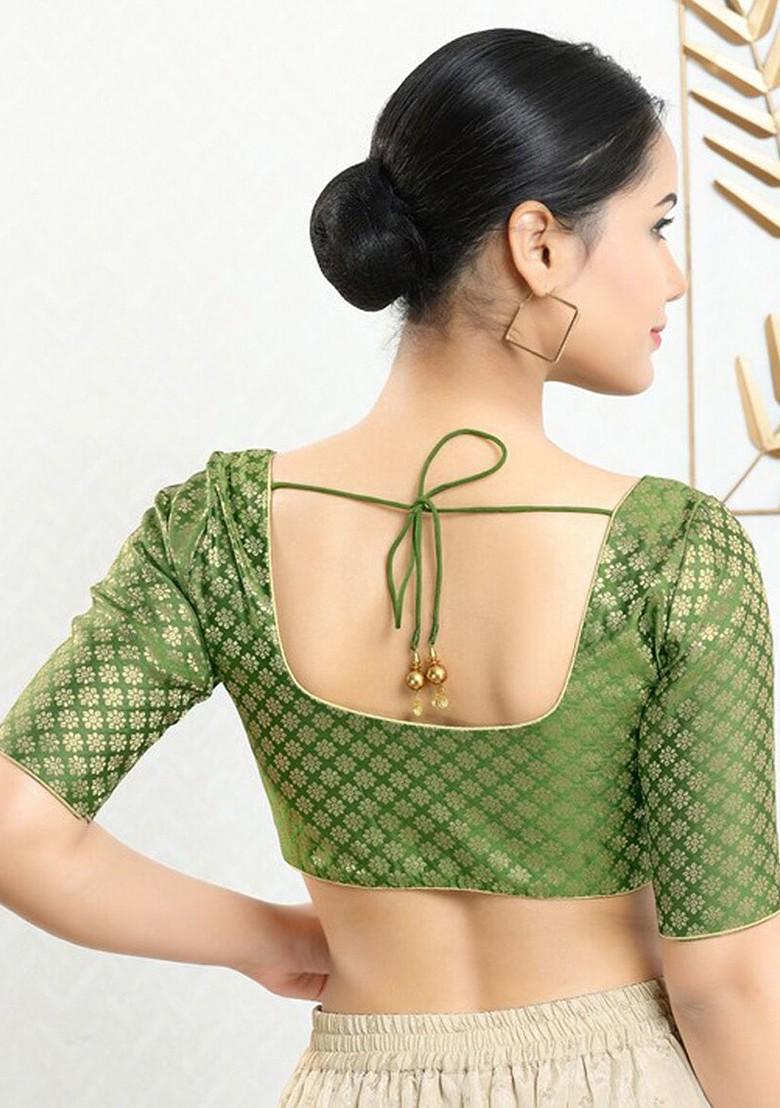 Floral Woven Design Brocade Saree Blouse