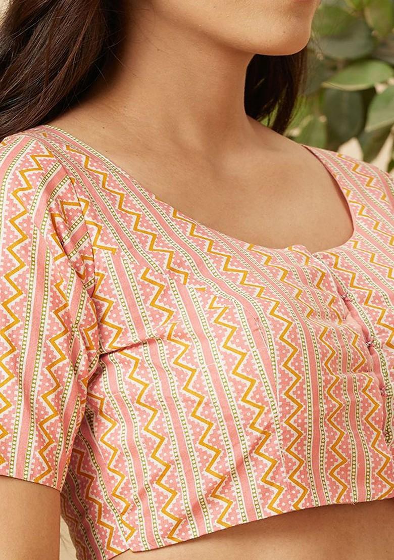 Printed Cotton Readymade Saree Blouse