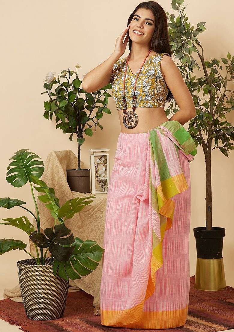Printed Cotton Readymade Saree Blouse - Indya