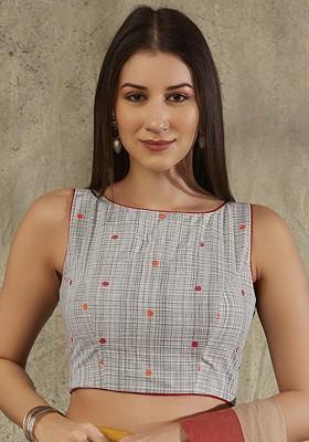 Printed Sleeveless Readymade Saree Blouse