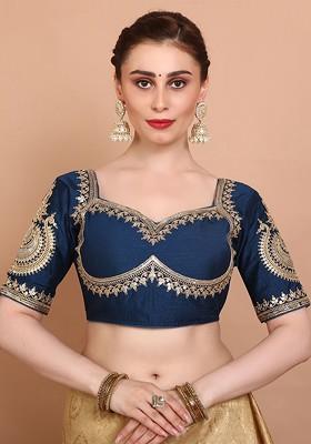 Embroidered Silk Sweetheart Neck Saree Blouse